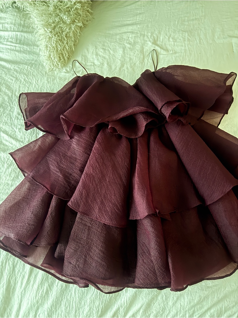 Altar'd State Burgundy Layered Ruffle Skirt